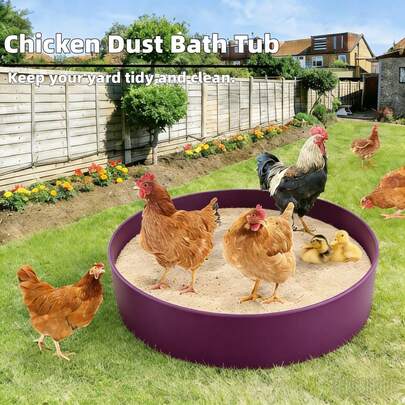 1pc Large Chicken Dust Bath Bowl, Easy To Fill With Water, Round Design, Made Of Durable Material, Poultry Farming Equipment, Sturdy And Durable, Easy To Clean, Multi-Purpose, Providing Play Space For Chickens And Other Birds. Suitable For Poultry, Hens, Ducks, Chicks, As Well As Horses, Cattle, Pets, Farms, Stables, Etc.
