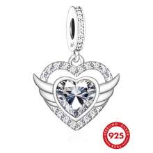 1 pieza Elegante colgante de corazón de plata de ley 925 con circonita cúbica, regalo de cumpleaños unisex - Plateado - Ver 1