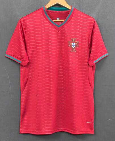 2026 Portugal Home Red Soccer Jersey, Unisex Football Shirt For Couple Matching, Vintage Streetwear Sport Top, Perfect Gift, Gym Athletic Clothes