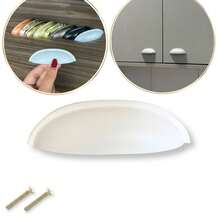 Puxador de Gavetas Móveis Armários Guarda Roupas Portas Cozinha Banheiro Metal Concha - Branco - Visão 6