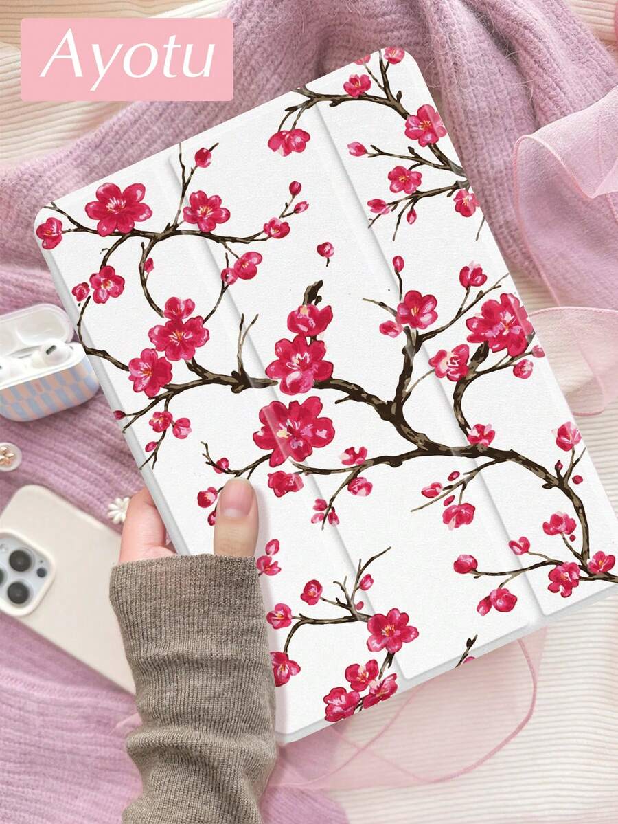 Ayotu 1 chiếc ốp bảo vệ máy tính bảng và Kindle họa tiết hoa anh đào đỏ, tương thích với iPad Air 8 (M4) 2026 (11/13 inch), thế hệ thứ 10, 11/Air thế hệ thứ 4/Air thế hệ thứ 7/9.7 inch, Galaxy Tab A9 Plus, Kindle (thế hệ thứ 11 - ra mắt năm 2024) (6 inch), Kindle Paperwhite thế hệ thứ 12 2024, một món quà Giáng sinh thời trang và tối giản.