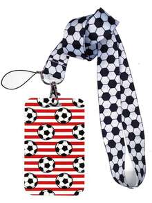 1pc Football Lanyard Keychain, Office ID Card Holder, Gym Card Holder, Mobile Phone Lanyard, Key Ring, Badge Holder - Multicolor - View 24