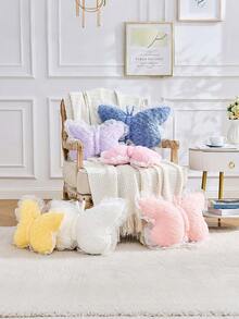 1 chiếc gối trang trí hình bướm, gối bông trắng có nơ ren, gối tựa dễ thương cho ghế sofa hoặc giường, trang trí nhà cửa, quà tặng mùa xuân/hè, quà tặng Ngày của Mẹ. - Màu Hồng baby - Xem 4