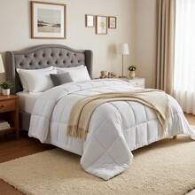 Warm All-Season Quilted Down Alternative Duvet Insert, Luxury Hotel Breathable GentleSoft Comforter With Anti-Clump Tech, Fluffy Cozy Bed Comforter For Home, All Year Bedding Duvet - 白色 - 查看 2