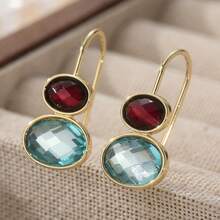 复古简约几何耳环，优雅女士首饰，适合派对、婚礼、简约风格、日常时尚，耳环，礼物 - 雙色 - 查看 1