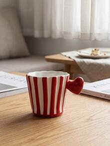 1 bộ cốc cà phê đôi sọc đỏ đen có tay cầm hình trái tim, kèm thiệp chúc mừng lãng mạn nhân dịp lễ hội. - Nhiều màu - Xem 8