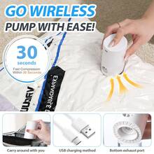15/16pcs Vacuum Storage Bags,Vacuum Sealing Bag With Rechargeable Wireless Pump,Reusable Travel Vacuum Storage Bags, For Bedding And Clothes, Saves Of Space,Essential Travel Storage Solution,Travel Accessories,Travel Essential - 藍黑印刷 - 查看 4
