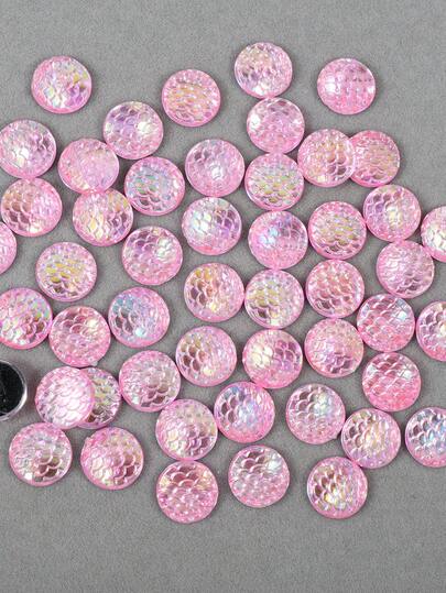 50pcs/Pack, 12mm Round Colorful AB Acrylic Rhinestones, Flat Snake Skin Textured AB Rhinestones, Multi-Color Rhinestones For Clothing Decoration
