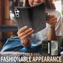 1pc Leather Wallet Phone Case With Card Slot Compatible With Apple 17 Pro Max / Galaxy A56 Series, Fashion Protective Cover - Black - View 4