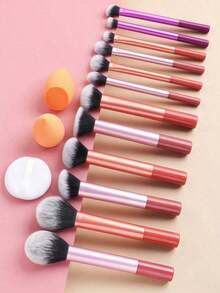 SGIAWETA-12pcs Multi-Functional Makeup Brush Set Including Powder Brush, Blush Brush, Foundation Brush, Eyeshadow Brush, Blending Brush, Contour Brush, Along With An Oblique Cut Makeup Sponge, Rounded Makeup Sponge, And White Powder Puff,Summer Style, Back To School,Travel,Travel Essential,Valentine's Day,Cheap,Travel Makeup Brush,Gifts Women,Makeup Artist,Professional Complete Makeup Kit-Birthdaygift - Nhiều màu - Xem 6