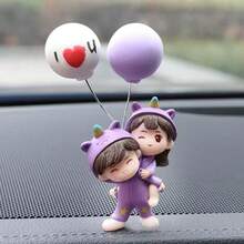 2pcs Cute Cartoon Couple Car Decor, Car Interior Decoration Gift For Boys And Girls - B - View 11