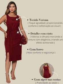 Dress With A Sophisticated Drape And A Front Knot. - Burgundy - View 6