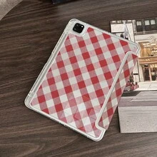 1 bao đựng máy tính bảng in họa tiết kẻ caro đỏ có khe đựng bút chì, tương thích với iPad 10.9/10.2/Air 5/Pro 11/10/9.7/Air 2/(thế hệ thứ 7)/(thế hệ thứ 8)/Air 4/5/Pro 11/10, Galaxy Tab S10+/S9/A9, 5/5PR/6/6PRO/7/7PRO - Nhiều màu - Xem 5