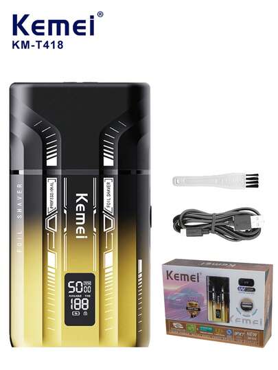  Máy cạo râu điện Kemei dành cho nam, máy tỉa râu sạc điện, máy cạo râu không dây chính xác, sản phẩm tẩy lông di động, quà tặng du lịch cho nam giới.