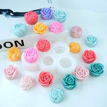 1 khuôn làm nến và sáp hình hoa 5 trong 1 tự làm, bao gồm hoa hồng, hoa mẫu đơn và các hình dạng khác, thích hợp cho xà phòng, đất sét nhựa, thạch cao và các dự án thủ công khác. - 5 bông hoa - Xem 2