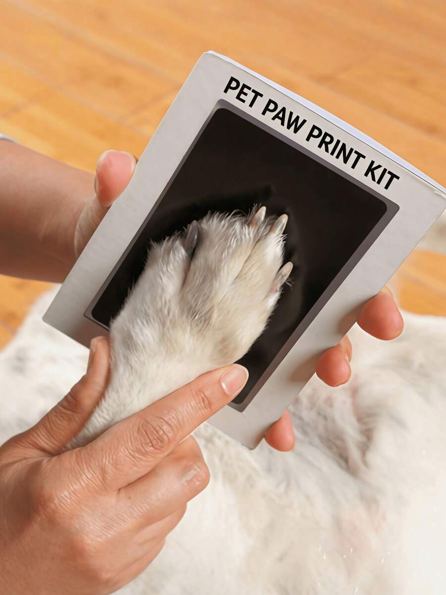 1 Set Kit de almohadilla de tinta con huella de pata de mascota, textura limpia adecuada para hacer huellas de patas de perro/gato, ideal para recuerdo de mascota, regalo de cumpleaños o Navidad, también para decoración del hogar - 12,5*8 cm - Ver 1