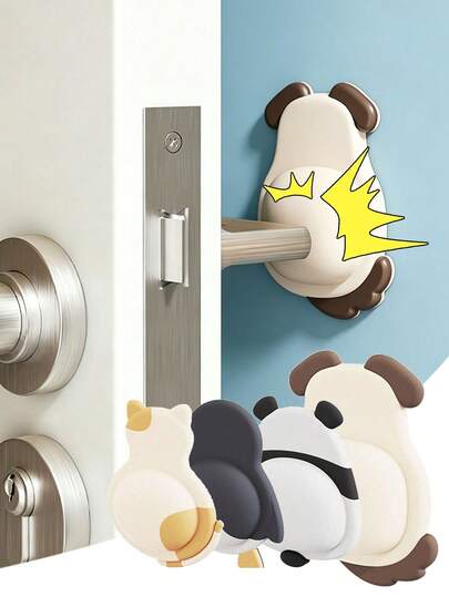 1/3/6pcs Rubber Wall Protectors, Door Knob Wall Protectors, Durable Self-Adhesive Rubber Door Stoppers, Self-Adhesive Door Knob Bumpers, Shock-Absorbing Cabinet Cushion Pads, Shock-Absorbing Bumpers, Rotating Design, Soft & Flexible, Waterproof, Suitable For Refrigerator, Garage, Office, Bathroom, Kitchen, Reusable, Noise-Reducing Wall Protection And Bumper Guards