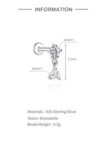 1 đôi bông tai đinh tán hình ngôi sao bằng bạc sterling 925 đính đá Moissanite 0.1 carat, mạ vàng 18K, đáy phẳng, thích hợp đeo hàng ngày, dự đám cưới, tiệc tùng, lễ đính hôn, kỷ niệm, ngày Valentine và các dịp khác. - Bạc - Xem 20