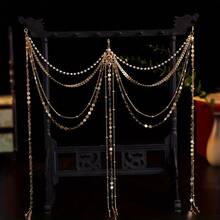 Super Fairy-Like Luxurious Silver Long Tassel Belt, Ancient Style Hanfu Headwear, Fairy Accessories, Hanfu Waist Ornament From The Tang, Song, And Ming Dynasties - G4-24-金色 - 查看 1