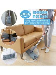 A Versatile Mop Bucket Designed For Both Wet And Dry Cleaning, Complete With A Mop And Three Extra Pads. It Features A 360° Rotating Mop Head, Eliminating The Need For Hand Washing. This Large Mop Is Ideal For Use In Homes, Offices, Hotels - 灰白色 - 查看 5