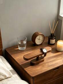 1PC Light Luxury Retro Style Brown Solid Wood Watch Stand, Men's/Women's Universal Watch Display Stand, Desktop Storage Ornament Watch Stand, Suitable For Home Use, Dressing Table, Desktop, Foyer, Bathroom, Holiday Gift Giving - Brown - View 2