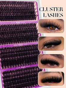 4 Styles Mixed Fluffy Lash Clusters, Single Lashes, Faux Mink Lashes, D Curl 10-18mm Mixed False Lashes For Bridal Makeup, Lash Clusters, Single Lashes, False Eyelashes - D - View 6