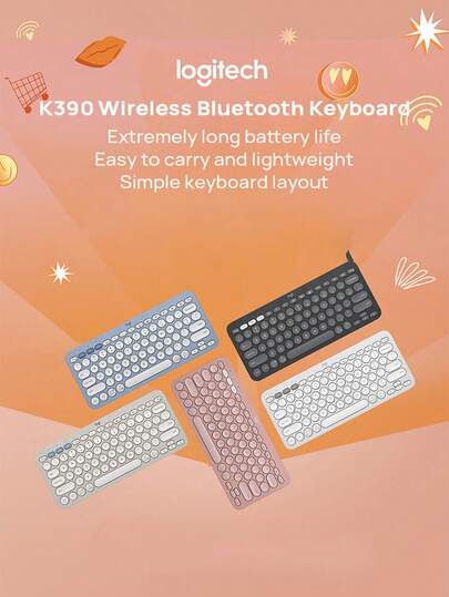 Logitech The K390 Wireless Bluetooth Keyboard Is Ultra-Thin And Portable, Features 79 Keys, Easy Customization, Long Battery Life, Supports Multi-Device Connection, And Provides A Comfortable Typing Experience.