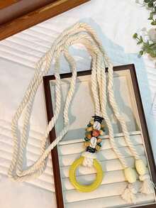 1pc Women's Bohemian Style Woven Belt, Suitable For Dresses, Solid Color - Multicolor - View 3