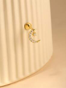 1 đôi bông tai bạc 925 mạ vàng 18K, kiểu cài móng vuốt, thích hợp cho xỏ khuyên xương tai/sụn tai/xoắn tai, trang sức ít gây dị ứng, phù hợp cho phụ nữ và bé gái đeo hàng ngày, dự đám cưới, tiệc tùng, lễ đính hôn. - Bạc - Xem 10