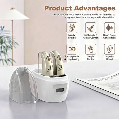 Hearing Aids And Accessories 1 Pair Of Hearing Aid Headphones With Charging Case, Suitable For Elderly Hearing Aids/Amplifiers, Volume Control.