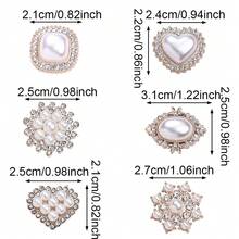 Vintage Pearl Rhinestone Flatback Beads 20PCS Acrylic Cabochons Flower Heart Oval Round Snowflake Shapes, Glossy Faux Pearl Gems For DIY Jewelry Wedding Bouquet Home Decor Party Supplies - White - View 6