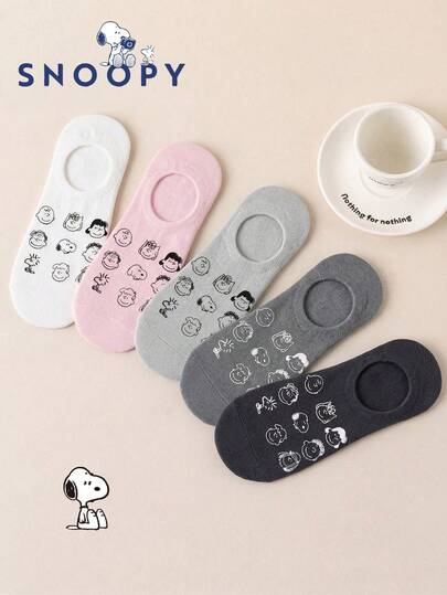 SNOOPY 5/10双装史努比联名隐形袜，日系卡通印花低帮袜，夏季透气棉质隐形舒适百搭短袜