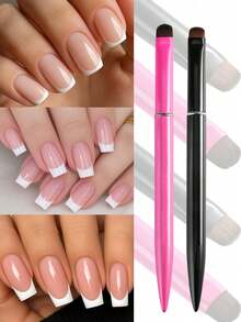 2/1 Set French Manicure Brushes, 3-In-1 Gel & Acrylic Nail Brushes - Nylon Hair, Precise Cleaning And Nail Polish Application, Salon Manicure Accessories, Nail Art Tools - Multicolor - View 6