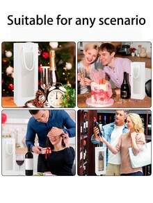 1 pieza/12 piezas Bolsa de regalo para una sola botella para el Día de San Valentín al por mayor, caja de champán para boda con ventana transparente y asa, reutilizable para fiestas de vacaciones y Año Nuevo (Blanco) - Ver 6