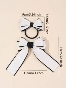 3pcs Soft Leather White Bow Hair Clips & Headband Set, Suitable For Girls Daily Wear, Elastic Hair Ties, Teenage Hair Accessories, All Seasons - White - View 6