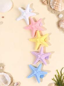 5pcs Solid Color Starfish Hair Clips Simulated Starfish Hair Bows Delicate Alligator Clips Cute Simple Barrettes Vacation Summer Beach Gift Hairpins Teens Hair Accessories - Multicolor - View 3