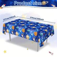 1/3pcs Galaxy Space Party Tablecloth, Disposable Plastic Galaxy Planet Astronaut Party Decor Tablecloth, Outer Space Theme Birthday Party Supplies, 137x274cm - Multicolor - View 5
