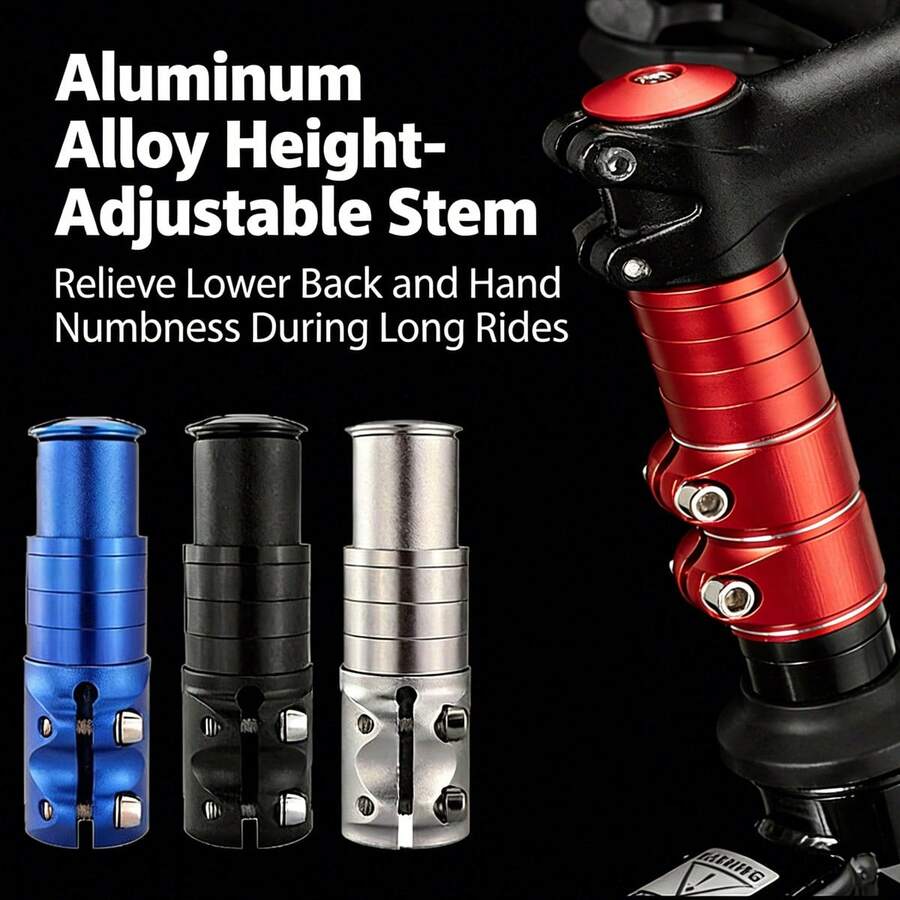 1pc Bicycle Stem Extender, Fork Head Tube Extension, Handlebar Lift Height Adapter, Universal Aluminum Alloy Mountain Bike Modification Accessory - Multicolor - View 1