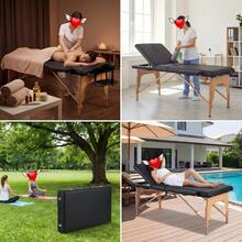 Massage Table Portable Wooden Lash Bed 24" Wide Massage Bed Foldable Beauty Spa Tattoo Face Cradle Adjustable Height 35Inch 2 Fold With Bag (Black) - Black - View 5