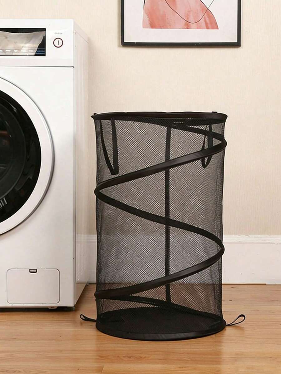 1 giỏ đựng quần áo bằng lưới có thể gấp gọn - màu đen - Xem 1