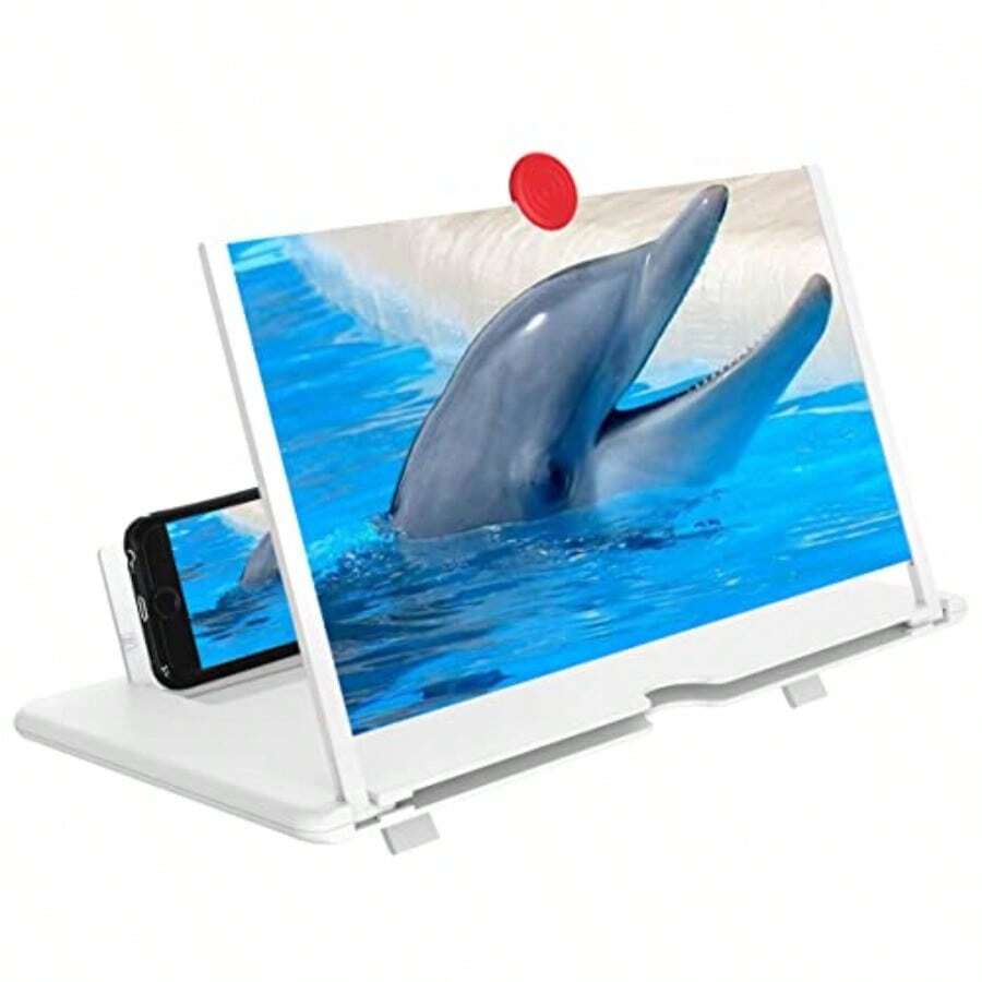 Lupa de visualización para teléfono amplificador de visualización 3D HD con soporte plegable lupa de visualización de teléfono para ver películas videos juegos y lectura compatible con todos los teléfonos blanco - Blanco - Ver 1