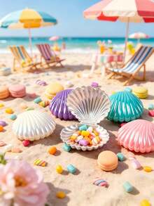 10pcs Plastic Artificial Seashell Candy Box, Gift Box, Jewelry Box, Seashell Container, Plastic Chocolate Box, Creative Jewelry Box, Party Candy Box, Ocean Theme Wedding, Birthday, Plastic Container, Mother's Day, Graduation, Summer Birthday Gift, Wedding, Beach, Back To School, School Supplies, Room Decor - Multicolor - View 5