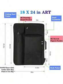 Art Portfolio 18 X 24, Art Portfolio With Backpack Tote Bag Artwork, Medium Artist SizeBlack - Black - View 2