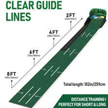 Putting Green Indoor - Golf Putting Mat Boasts Genuine Green Speed And A Wrinkle-Free Surface. 8ft Practice Putting Mat With Lenticular 3D Backplate, Alignment Guides And Ball Return - Green - View 4