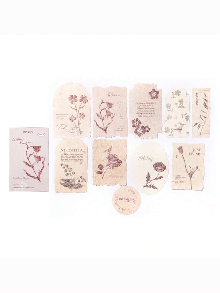 1 Box 30pcs Embossed Sticker Notes, Vintage Creative Aesthetic Sticker Decals, DIY Decoration Collage Craft Material, Holiday Gift, Personalized Scrapbooking School Supplies - Style 6 - View 10