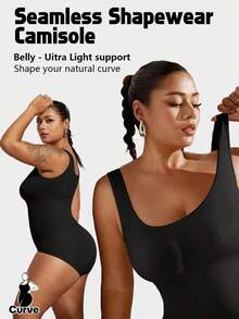 1pc Women Waist Trainer Bodysuit, Seamless Plus Size Shapewear For Tummy Control - 黑色 - 查看 4