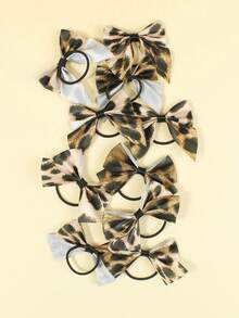 5 piezas Lazos para el cabello con estampado de leopardo para niñas, adecuados para uso diario - Multicolor - Ver 3