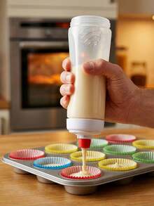 Effortless Baking Bottle With Stainless Steel  For 30s Fast Batter Mixing Sleek Clear Durable Plastic Batter Dispenser For Culinary Enthusiasts And Families Non-Drip Precise Pour Pancake Mixer Bottle Perfect For Crepes Waffles And Breakfast Prep Kitchen Gadgets Baking Bottle - 白色 - 查看 11
