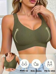 6 PCS Women's High-Elasticity Shockproof Bra: This Bra Features A Push-Up, Supportive, Breathable, Quick-Drying, And Highly Elastic Design Suitable - Multicolor - View 5