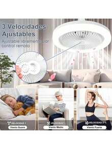 YUQING.FC. Ventilador De Techo Modernos Con Luz Y Control Remoto 30w - Blanco - Ver 7